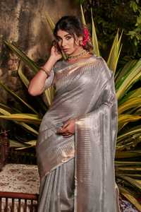 Nueva elegancia, tendencia de vestir, aspecto elegante, diseñador, ropa de boda, Sari de seda exclusivo con el proveedor de trabajo Zari de Surat - Product Image 4