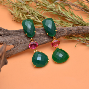 Bijou de mariage élégant vintage pour femme en argent sterling 925 massif avec tourmaline rose naturelle et onyx vert, serti clos, collection 2025 - Product Image 5