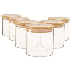 Tarro de almacenamiento de vidrio transparente ecológico con tapa de madera Cuchara Accesorios de cocina para condimentos y almacenamiento de especias para bodas - Product Image 1