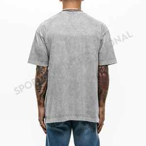 T-shirt Homme Oversize en Coton Lourd 240g Délavé à l'Acide Respirant Anti-Plis Qualité Supérieure Style Décontracté Streetwear OEM/ODM - Product Image 4