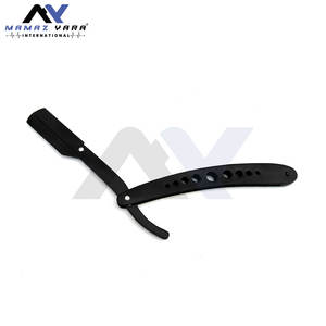 Navajas de Afeitar Profesionales para Barberos, Personalizables, de Acero Inoxidable, Negras, con Bloqueo Oscilante, Clásicas - Product Image 5