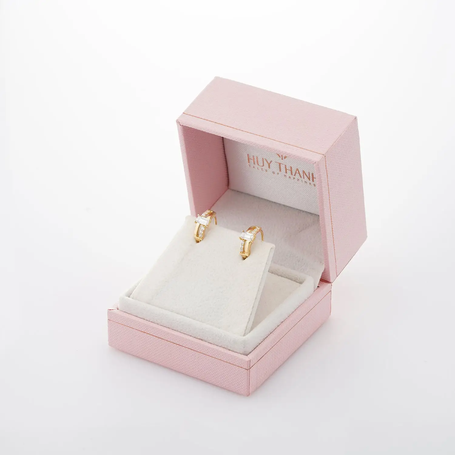 Pendientes de aro de oro sólido de 14K para mujer, Baguette de moda 9K 10K 18K, aretes de oro Real para mujer, último diseño hecho en Vietnam