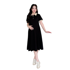 Robe de maternité élégante style bureau avec col de chemise design V701 prix bon marché respirant absorbant la sueur bonne capacité d'absorption - Product Image 1