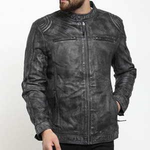 Chaqueta de Motociclista de Cuero Genuino para Hombre, Piel de Vaca Real, Corte Ajustado, Estilo Clásico de Motocicleta, Elegante, Duradera, Cómoda, para Usar en Todas las Temporadas - Product Image 1