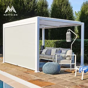 Kustom 5x4 aluminium Pergola penutup teras Gazebo atap dengan desain Pergola Modern, Gazebo lengkungan atap Louvered