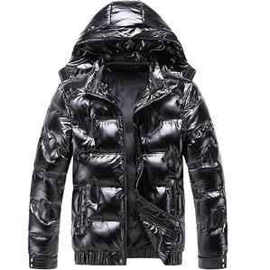 Veste d'hiver imperméable en patchwork camouflage personnalisé avec finition brillante, fermeture éclair, capuche, veste brillante - Product Image 1