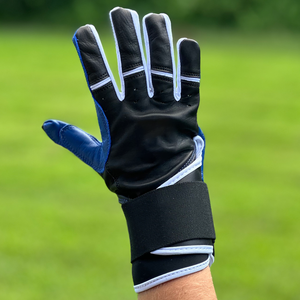 Nouveaux gants de frappe de baseball en cuir de vachette, combinaison blanc et bleu royal, fermeture à crochets et boucles, ambidextres, légers et durables - Product Image 4