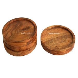 Juego de 4 Posavasos Redondos Clásicos de Madera Maciza de Acacia con Logotipo Personalizado, Ecológicos, para Tazas de Té, 100 mm de Diámetro, 10 mm de Grosor - Product Image 2