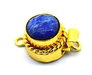 Plaqué or 18 carats 24X19X10MM fermoir boîte ronde B619-1 de fabrication de bijoux en pierre précieuse Lapis fermoir à 2 3 brins - Product Image 2