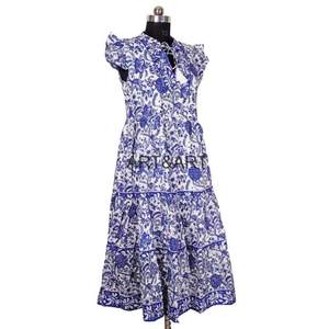 ชุดเดรสลายดอกไม้ ผ้าฝ้าย ซักได้ สวมใส่สบาย เหมาะกับฤดูร้อน แขนพอง ไซส์ใหญ่ ปรับแต่งได้ สไตล์ชาติพันธุ์ สำหรับงานปาร์ตี้ - Product Image 6