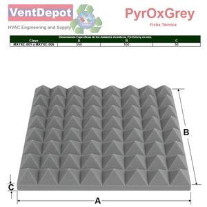 Panneaux acoustiques en bois, lot de 2, 0,5 m x 0,5 m, épaisseur 2 pouces, forme pyramidale, gris, pour entrepôt et usage extérieur - Product Image 5