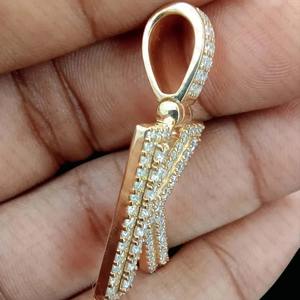 Collar con Colgante Hip Hop con Diamantes de Imitación VVS, Diseño de Letra Inicial en Plata 925 Chapada en Oro a Bajo Precio - Product Image 5