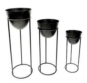 Jardinière en métal moderne avec support, petite et grande, fournitures de jardin, jardinière en fer avec support S/3 - Product Image 1