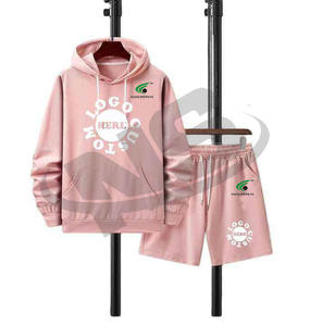 Conjunto de Dos Piezas para Hombre, Sudadera con Capucha y Pantalones Cortos, Felpa Gruesa, Ajuste Holgado, Cintura Elástica, Ropa Deportiva Informal, Precio al por Mayor - Product Image 3