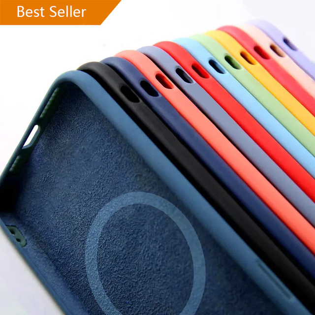 Liquid TPU Silicone Phone Case for iPhone 15 11 13 12 14 Pro Max Mini XR XS 15 Plus Magnetic Wireless Charging Cover