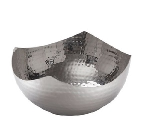 Venta caliente aluminio martillado brillante redondo frutero cuencos de metal con acabado plateado a precios al por mayor para el hogar hoteles restaurantes - Product Image 1
