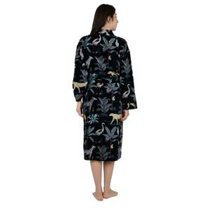Unisex Luxury Velvet House Robe <b>Kimono</b> Woven Mid Night Black Jungle Quirky Reversible <b>Silk</b> Lined <b>Jacket</b> Soft ODM Loungewear - Product Image 3