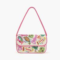 Tas Selempang Sutra Mewah Buatan Tangan dengan Hiasan Manik-Manik, Bordir Pola Bunga Daun Pakis, Hadiah Fashion untuk Gaun
