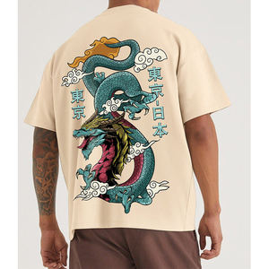 เสื้อยืดคอกลมแขนสั้นสำหรับผู้ชายทรงหลวมพิมพ์ลายสไตล์สตรีทแวร์ไซส์ใหญ่พิเศษโลโก้ตามสั่ง - Product Image 4