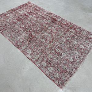 Alfombra Vintage de 4x7 pies, Alfombra Turca, Alfombra Abstracta Roja - Product Image 3