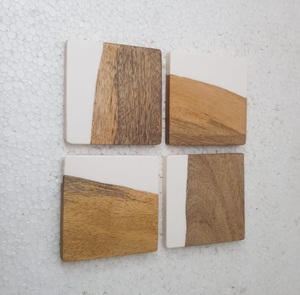 Nuevo diseño de madera y resina Simple multifuncional vajilla posavasos Juego de 4 madera y resina para el hogar accesorios de cocina - Product Image 5