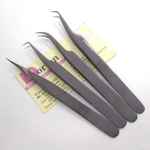 Pinzas para Pestañas de Plasma Negras de Calidad Duradera, Pinzas Personalizadas para Pestañas de Marca Privada, Pinzas para Extensión de Pestañas Curvas en C de 45 y 90 Grados - Product Image 1