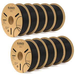 Filament d'imprimante 3D Elegoo PLA Plus noir 10 kg, extrudé 5 kg, 20+ types dont TPE, PCL, HIPS, PETG, TPU, ABS, PA, PP, PPS, PEEK, Nylon, POM - Product Image 1