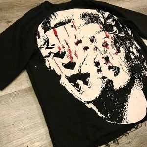 Servicio OEM/ODM Fabricación de marca propia sin dobladillo Camisetas para hombres Serigrafía Color negro Camisetas de gran tamaño para hombres - Product Image 4