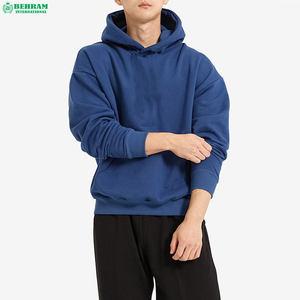 Sudadera con Capucha para Hombre Behram International, Diseño Moderno, Talla Grande, Lisa, con Hombros Caídos, Informal, para Otoño - Product Image 4