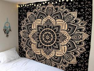 Rideaux en coton bohème indien pour chambre à coucher et salon rideaux de fenêtre panneaux de porte avec motif portrait occasion d'anniversaire - Product Image 4