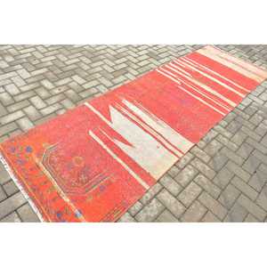 Turkish Rug, <b>Runner</b> 3.3x10.6 ft Rug, <b>Red</b> Ombr Rug - Product Image 2