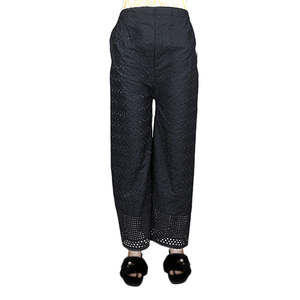 Pantalon chikan à pattes d'éléphant pour femme - noir - Product Image 3