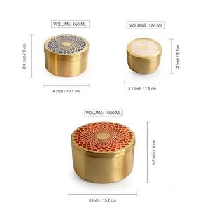 Récipient de stockage en laiton véritable de meilleure qualité Boîte en laiton simple avec couvercle pour bijoux Bibelots Pot en laiton lisse pour nourriture pour voyage - Product Image 2