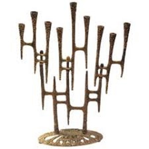 Handcrafted Brass Menorah Candle Holder Hanukkah Candle Stand Jewish <b>Lamp</b> Decorative Religious Home Decor - Product Image 1
