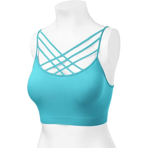 Women Sports Bra <b>Cross</b> Strap Front Soft Stretch Gym Yoga Workout Bra Sweat Wicking Support <b>Fit</b> For Mens - Product Image 3