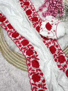 เสื้อเบลาส์ผ้าไหมชุดแฟนซีสีขาวชุดประจำชาติของอินเดีย - Product Image 3