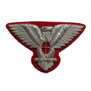 Badge en fil de bullion fait main, broderie dorée, grande taille, forme d'ancre, argent - Product Image 2