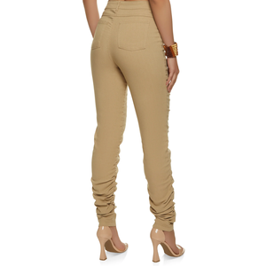 Pantalon de jogging épais pour femme 2026 avec fermeture éclair, imprimé uni, coupe empilée, poches latérales, devant plat, en polaire antistatique - Product Image 6