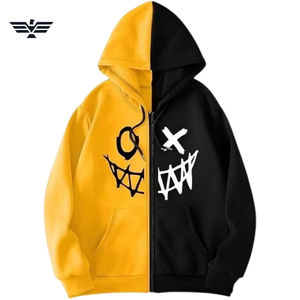 2025 nuevo estilo hombres 100% algodón estampado Sudadera con capucha temporada de invierno mueca estampado personalizado cremallera patrón sólido otoño Zip - Product Image 2