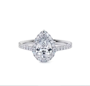 Bague de mariage et de fiançailles en or blanc rose jaune 10 carats avec cadeau de diamant de laboratoire taillé en poire pour elle - Product Image 1