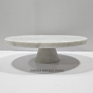 Support à gâteau en marbre blanc de luxe avec design à dessus rond pour plateau à fromage bonbons collations biscuits assiette porte-cupcake présentoir à salade - Product Image 2