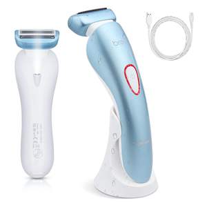 Rasoir électrique sans fil rechargeable par USB pour femmes, rasage indolore humide/sec, double lame, lumière LED pour le visage, les jambes, les aisselles, les zones du bikini - Product Image 1