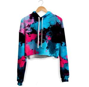 Dip Dye Acide Lavé Crop Top Femmes À Capuche Polaire Coton Français Terry Sweats Pull Mode Élégant Vintage Hoodies - Product Image 1