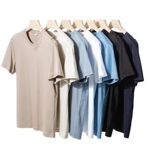 Camiseta elegante de alta calidad con cuello redondo para hombre, camisetas al por mayor para hombre, camiseta fresca de verano, camiseta OEM con hombros caídos, todos los colores, estampado sólido - Product Image 1