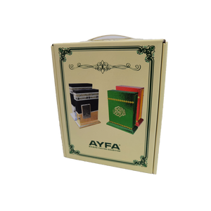 191T Gold Hafiz Size Quran with Stone-Decorated Kaaba Model 12-Piece <b>Decorative</b> Storage <b>Boxes</b> 13.5x19.5cm - Product Image 1