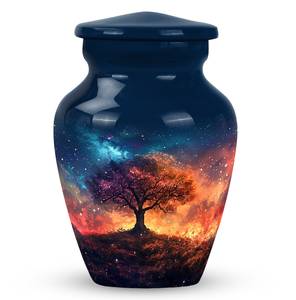 Universe Tree Crémation Urne Bleu Foncé avec Radiant Horizon Art Urne pour Cendres Crémation Urne Décorative Arbre Cosmique - Product Image 2