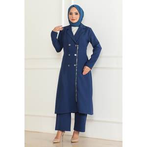 Conjunto de Shorts Casuales con Cierre de Cremallera Indigo MSW19219-2, Talla XXS, Largo por Encima de la Rodilla, Detalle de Botones, Conjunto de Dos Piezas - Product Image 1