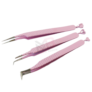 แหนบต่อขนตาปลายแหลมแบบเส้นใยสีทอง สแตนเลสสตีล พร้อมด้ามจับ รุ่นใหม่ สำหรับต่อขนตา - Product Image 2