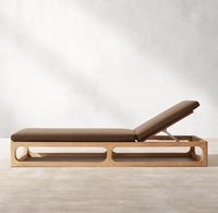 Chaise longue en teck massif moderne, durable, écologique, anti-rouille, couleur naturelle, résistante aux UV, avec coussin anti-soleil, pour usage extérieur