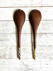 Ensemble de couverts en bois de style rustique, poli à la main, ustensiles écologiques pour les repas traditionnels et modernes - Product Image 3
